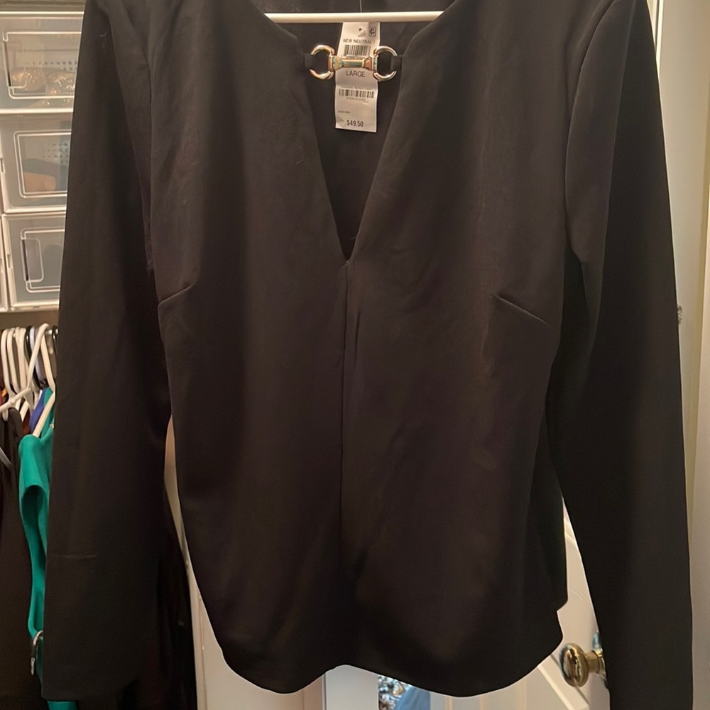 NEW! INC Black Top with Gold Detail - Size L